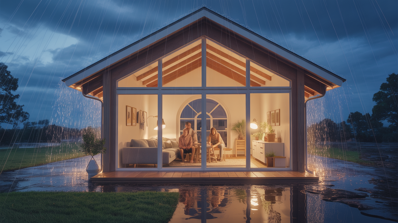 Family secure in a well-protected home, illustrating the importance of water damage restoration and prevention.